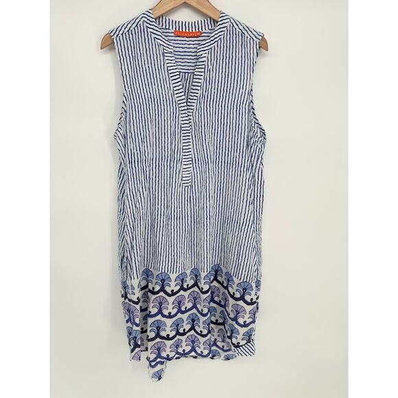 Oliphant Womens M Tunic Top Sleeveless Lightweight 100% Cotton Nautical Striped - Picture 1 of 8